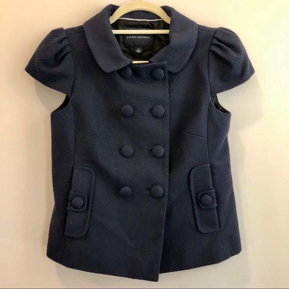 EUC Navy Blue Banana Republic Suit Blouse, Size 4